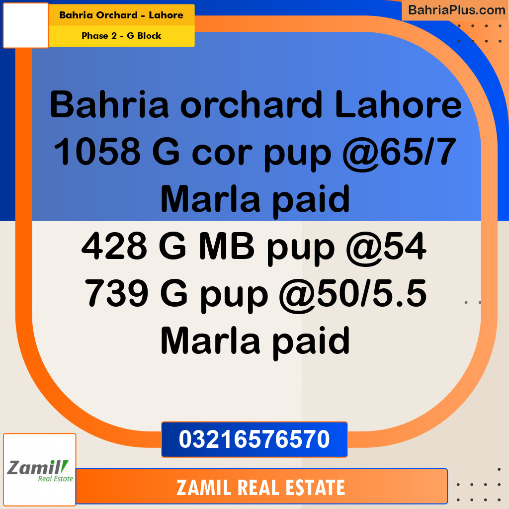 5 Marla Residential Plot for Sale in Phase 2 - G Block -  Bahria Orchard, Lahore - (BP-330317)
