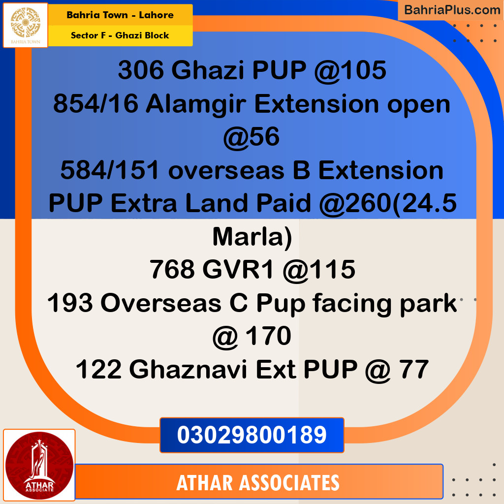 10 Marla Residential Plot for Sale in Sector F - Ghazi Block -  Bahria Town, Lahore - (BP-330323)