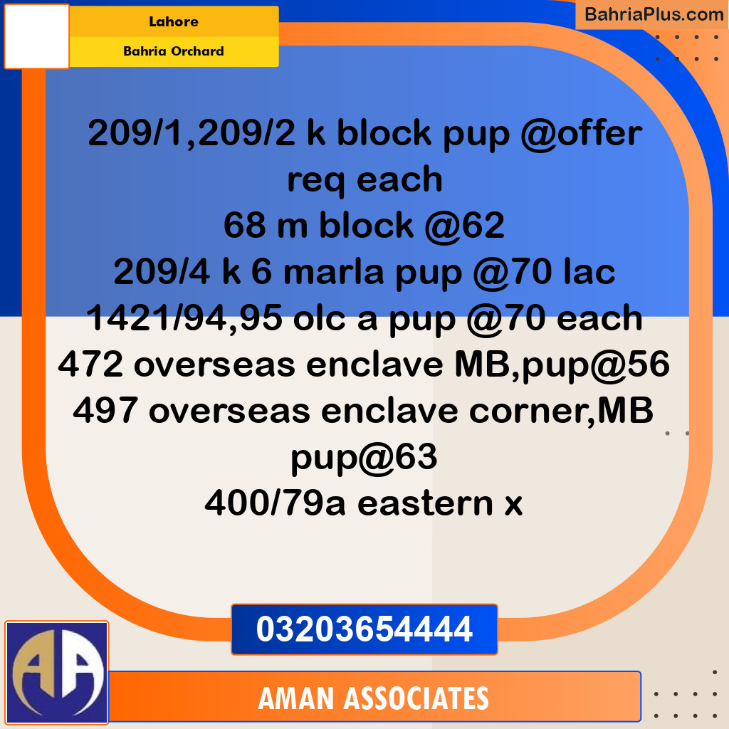 Residential Plot for Sale in Bahria Orchard, Lahore - (BP-330343)