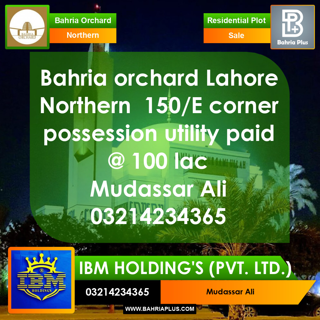 10 Marla Residential Plot for Sale in Phase 1 - Northern District -  Bahria Orchard, Lahore - (BP-330369)