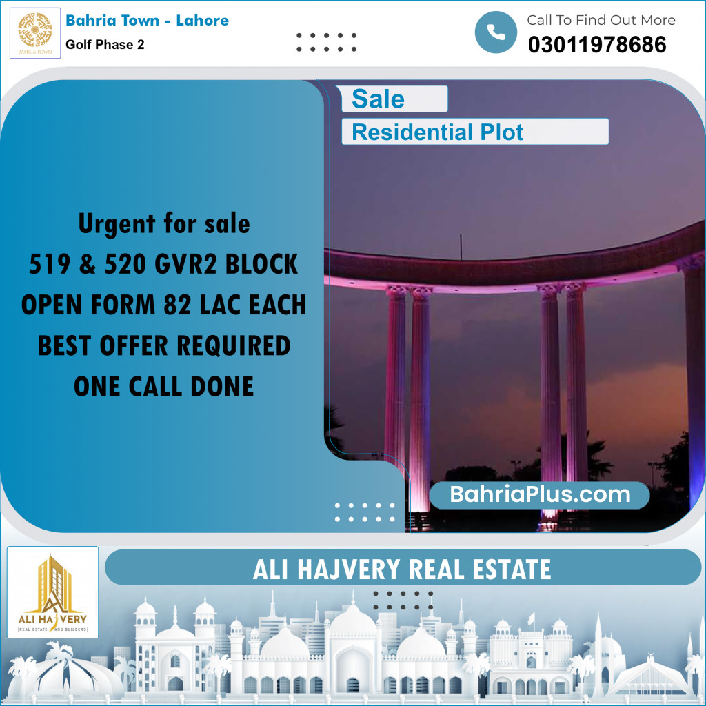 10 Marla Residential Plot for Sale in Golf Phase 2 -  Bahria Town, Lahore - (BP-330377)