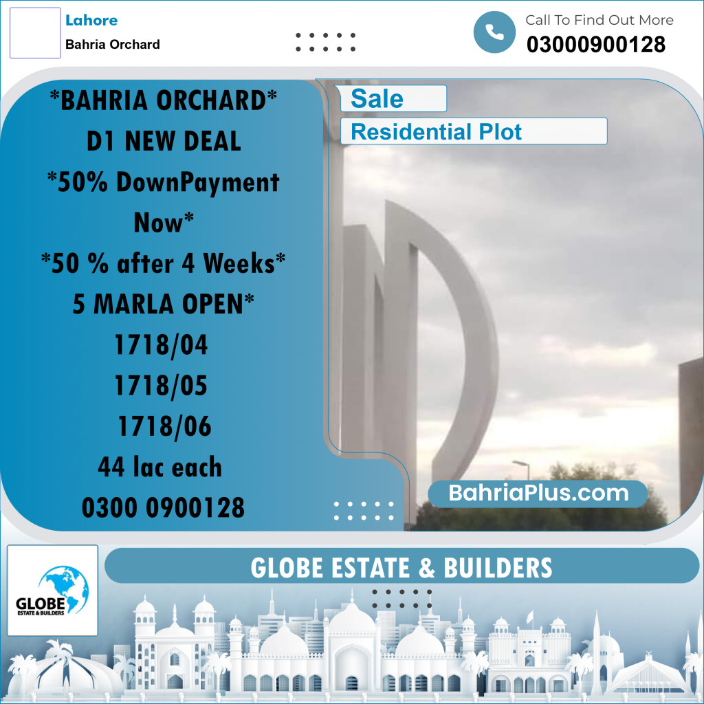 5 Marla Residential Plot for Sale in Bahria Orchard, Lahore - (BP-330381)