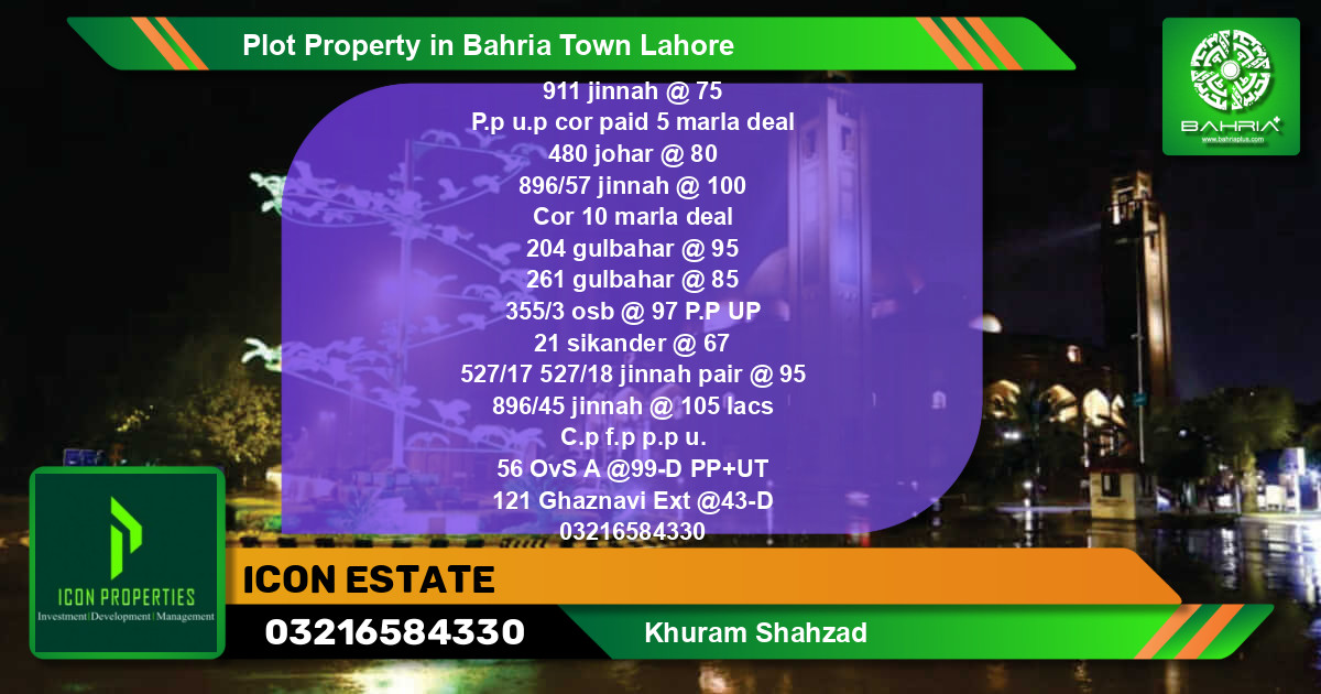 Residential Plot for Sale in Bahria Town, Lahore - (BP-33039)