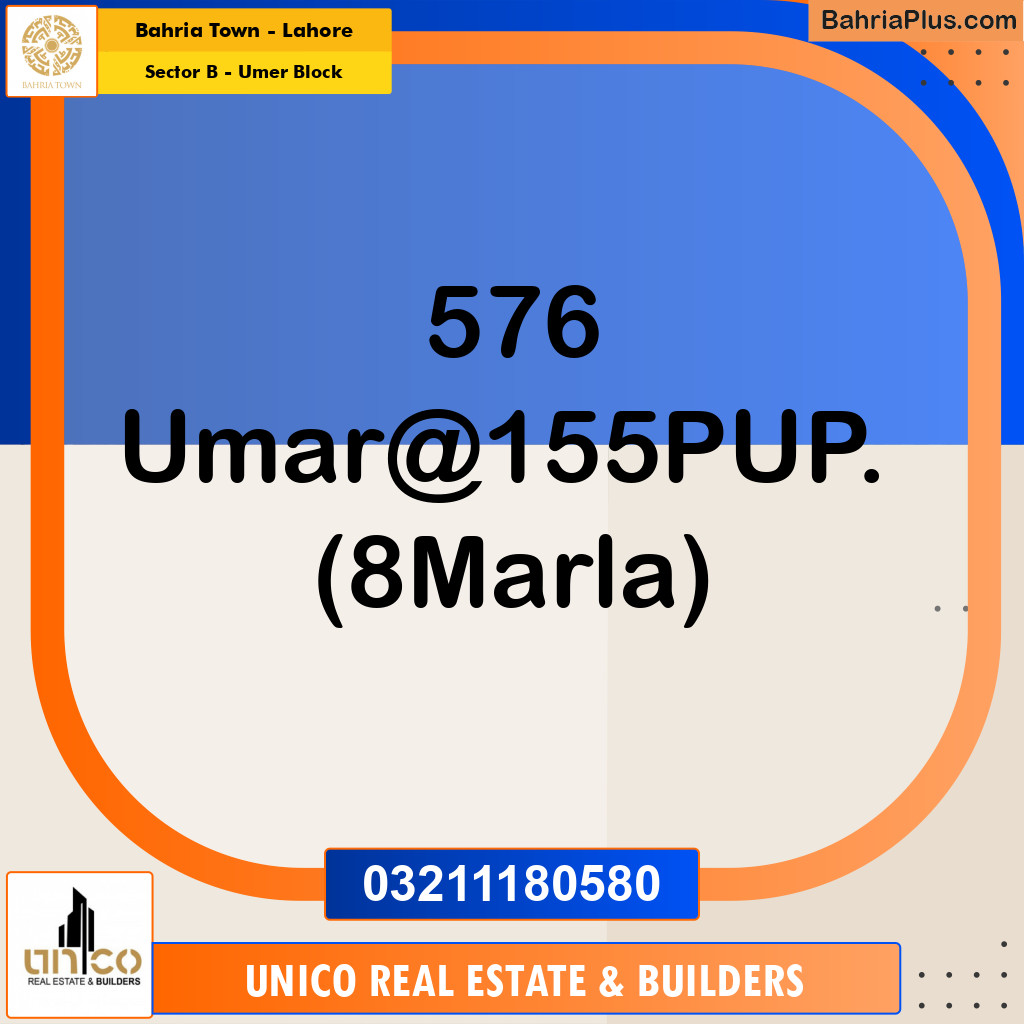8 Marla Residential Plot for Sale in Sector B - Umer Block -  Bahria Town, Lahore - (BP-330401)