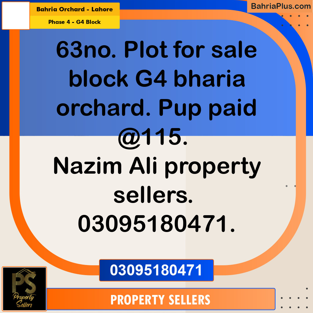 10 Marla Residential Plot for Sale in Phase 4 - G4 Block -  Bahria Orchard, Lahore - (BP-330409)