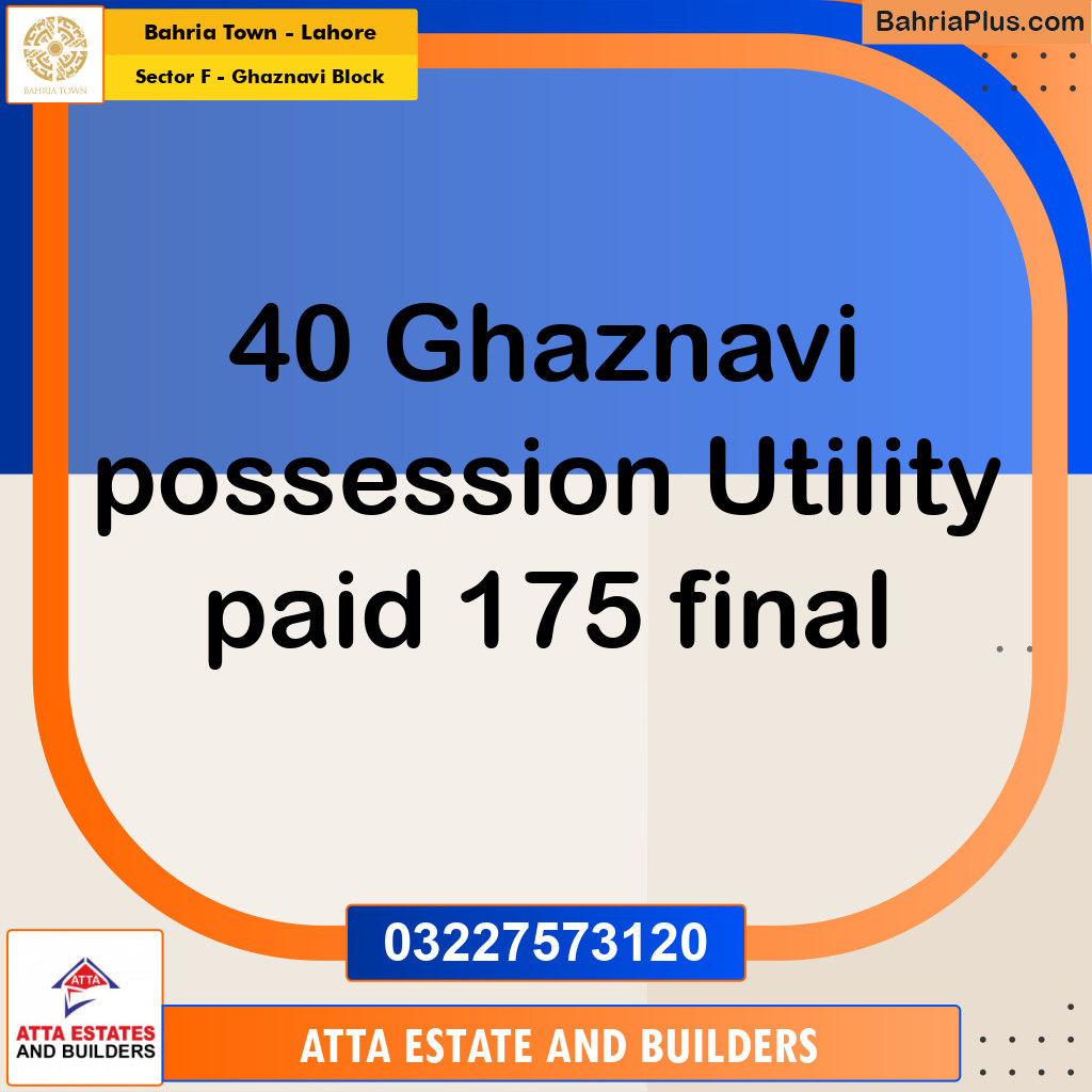 10 Marla Residential Plot for Sale in Sector F - Ghaznavi Block -  Bahria Town, Lahore - (BP-330425)