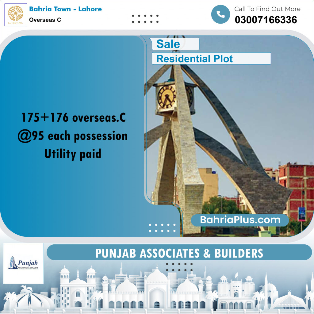 Residential Plot for Sale in Overseas C -  Bahria Town, Lahore - (BP-330498)