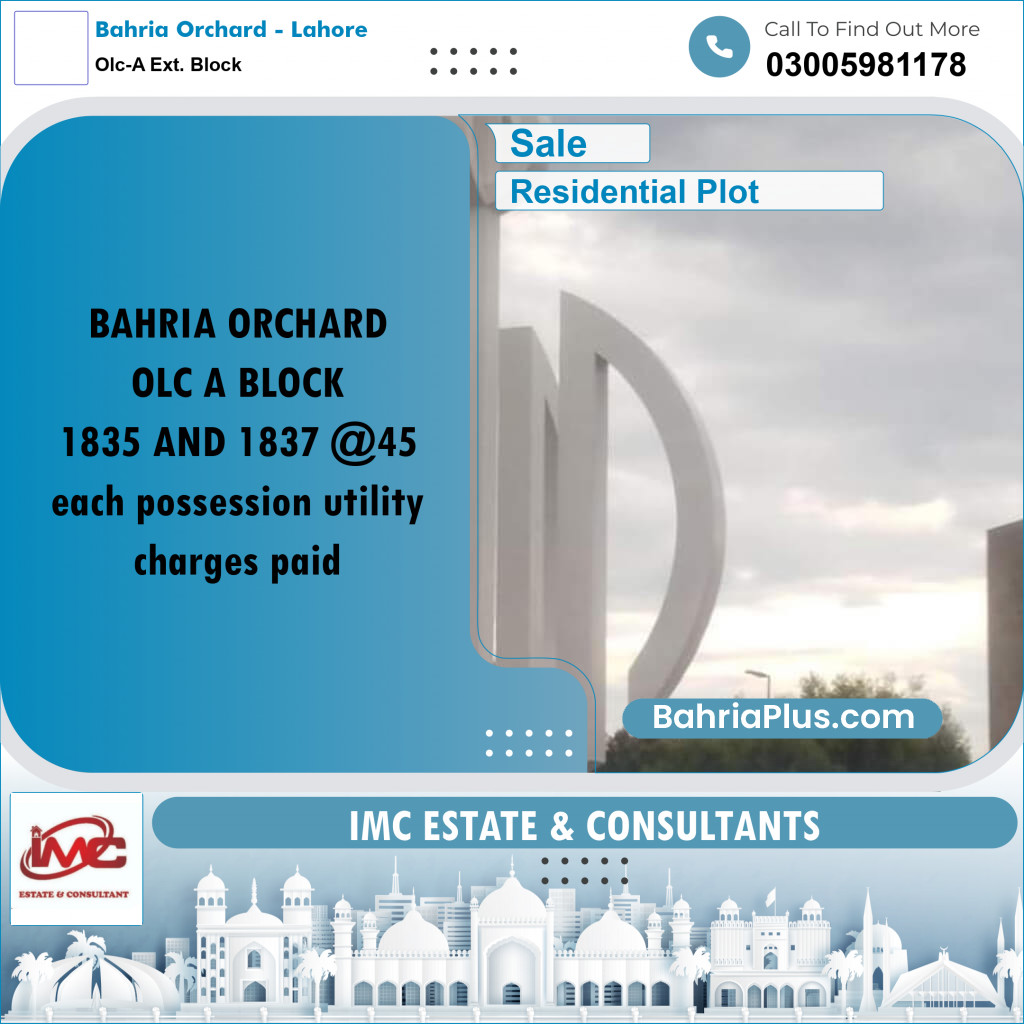 5 Marla Residential Plot for Sale in OLC-A Ext. Block -  Bahria Orchard, Lahore - (BP-330511)