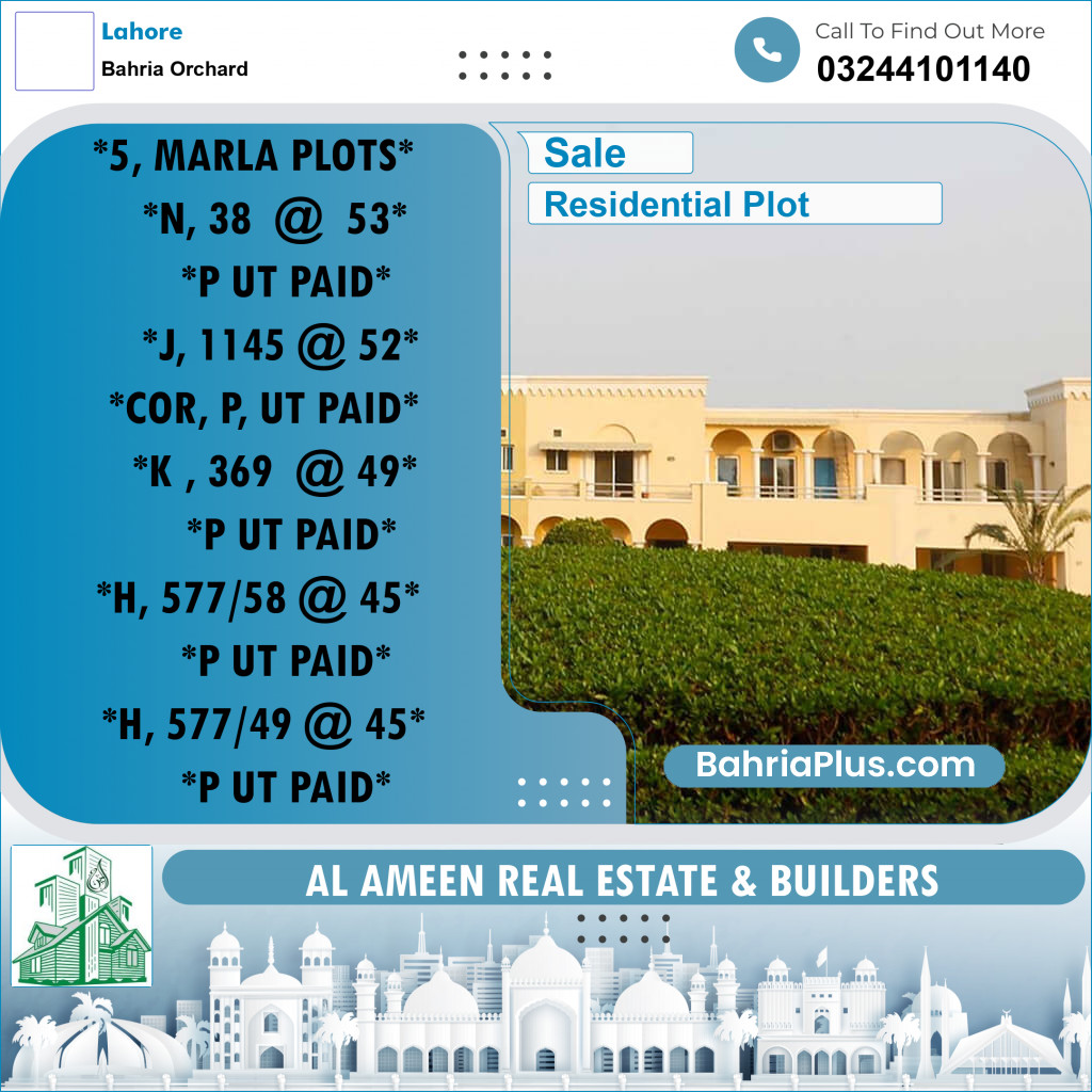 Residential Plot for Sale in Bahria Orchard, Lahore - (BP-330543)