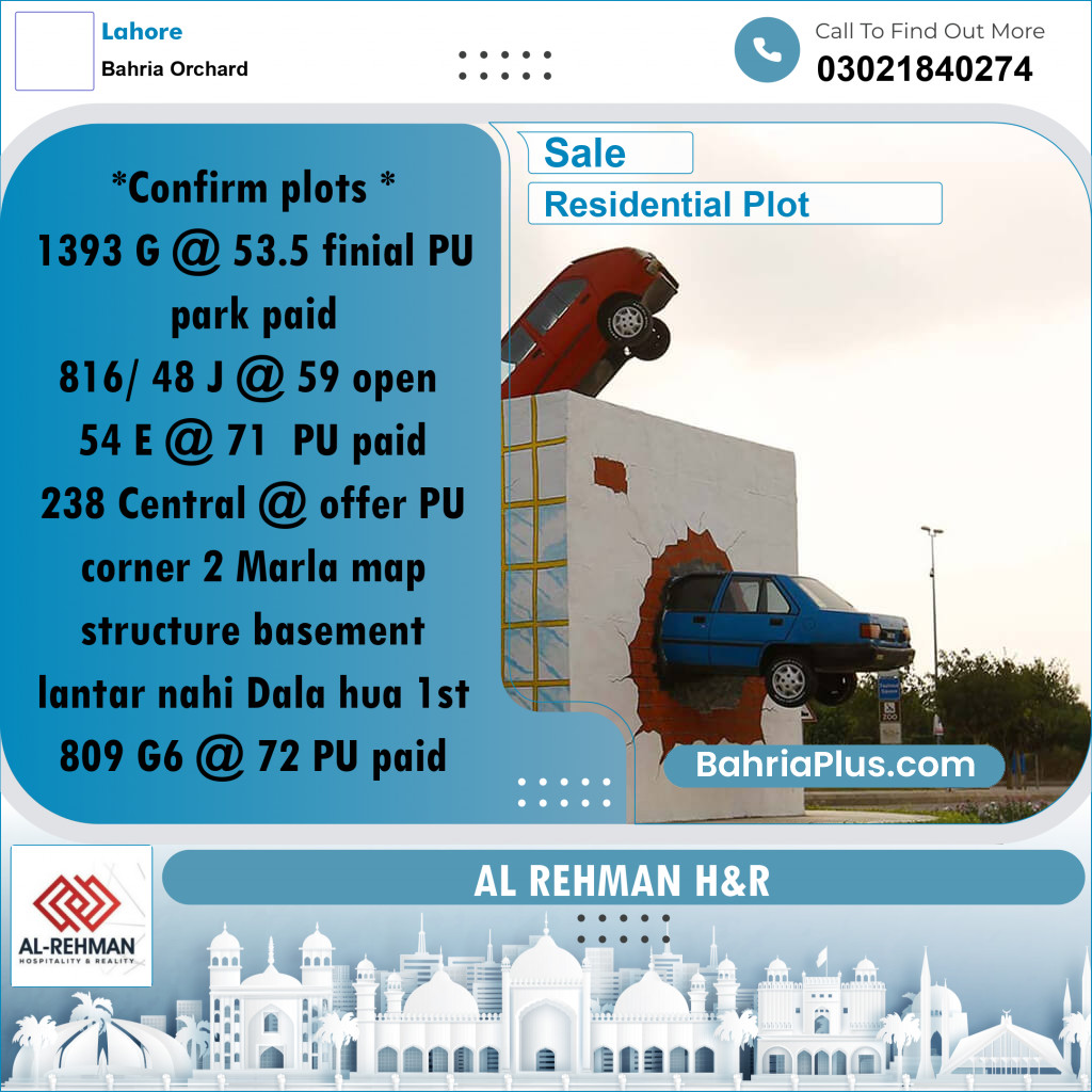 5 Marla Residential Plot for Sale in Bahria Orchard, Lahore - (BP-330553)