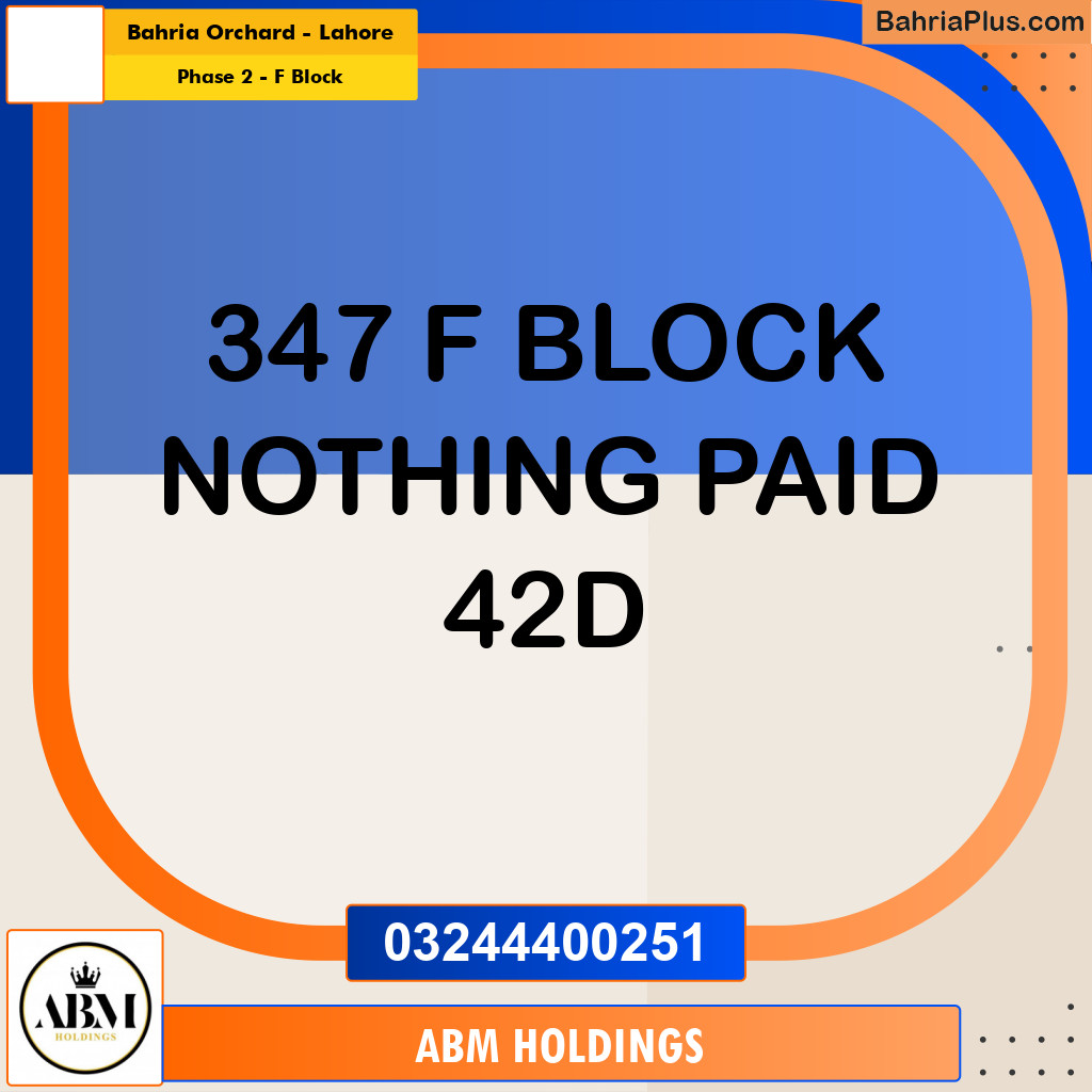 5 Marla Residential Plot for Sale in Phase 2 - F Block -  Bahria Orchard, Lahore - (BP-330568)