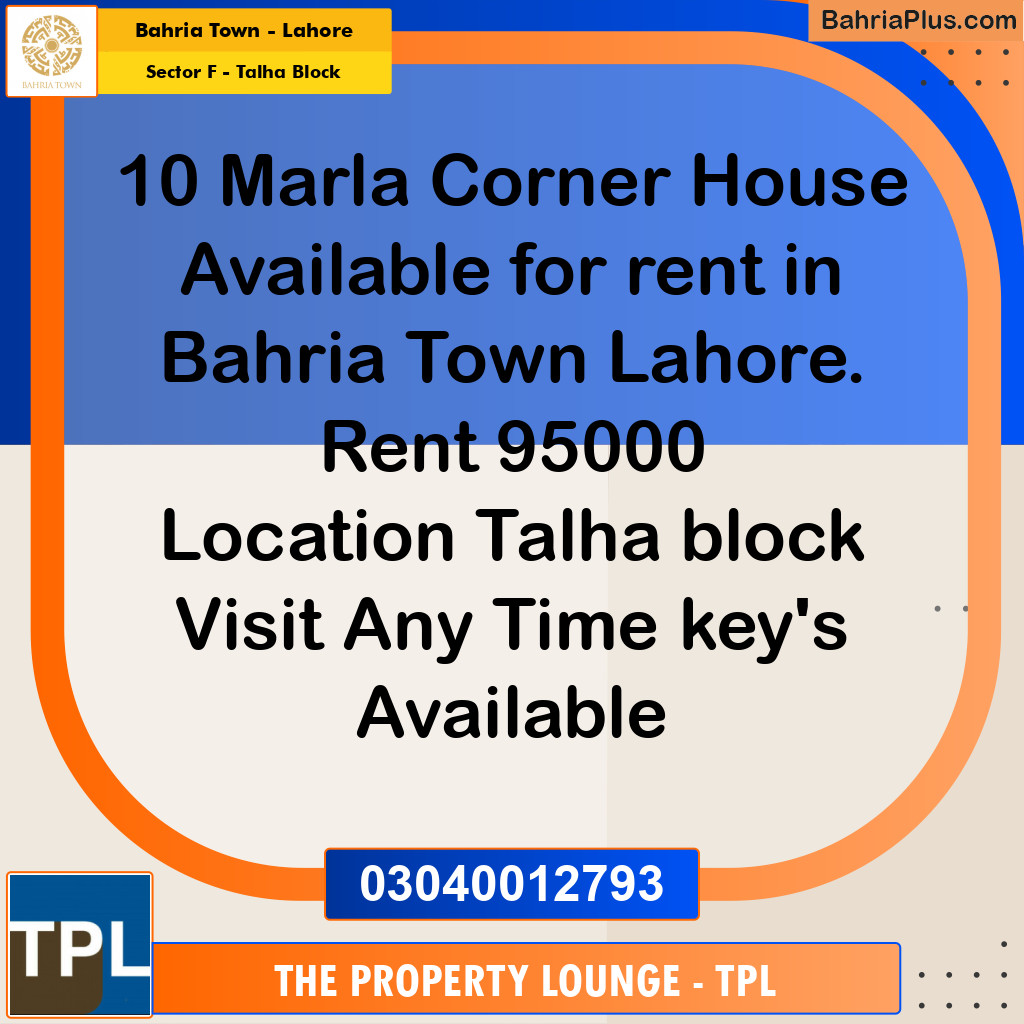 10 Marla Residential House for Rent in Sector F - Talha Block -  Bahria Town, Lahore - (BP-330626)
