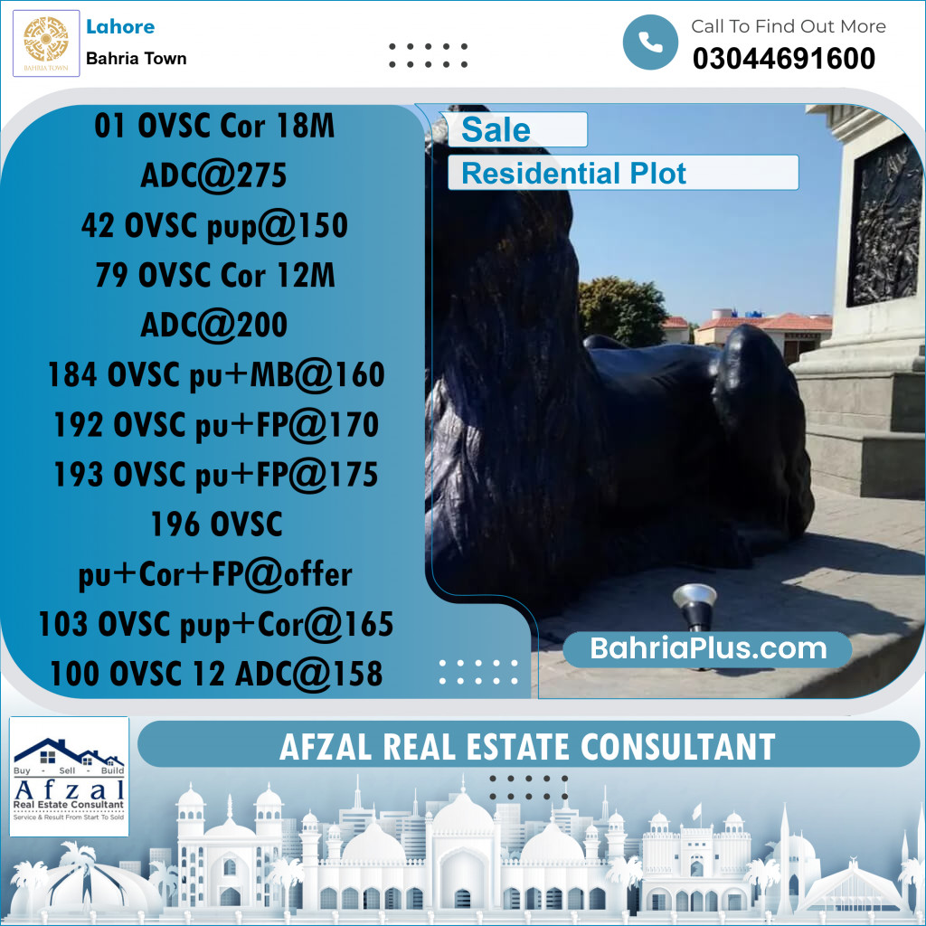 Residential Plot for Sale in Bahria Town, Lahore - (BP-330631)