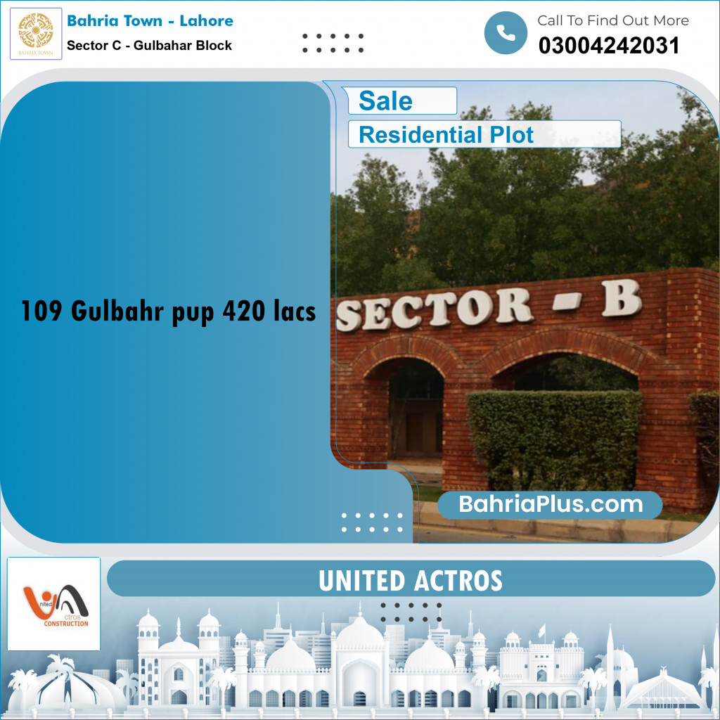 1 Kanal Residential Plot for Sale in Sector C - Gulbahar Block -  Bahria Town, Lahore - (BP-330642)