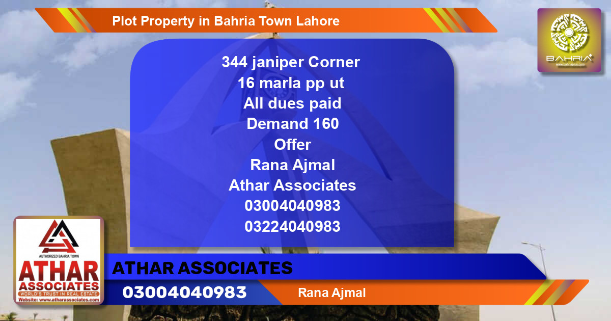 Residential Plot for Sale in Bahria Town, Lahore - (BP-33065)
