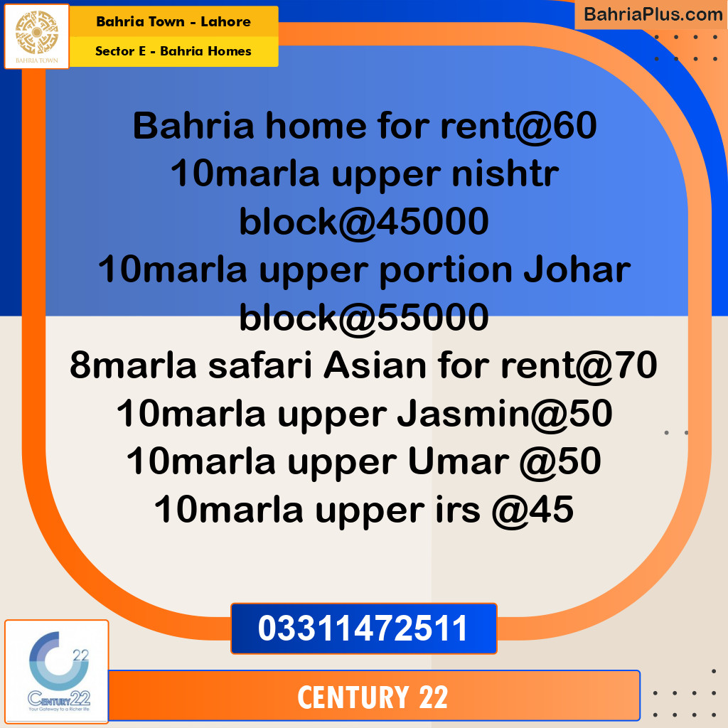 6 Marla Residential House for Rent in Sector E - Bahria Homes -  Bahria Town, Lahore - (BP-330654)