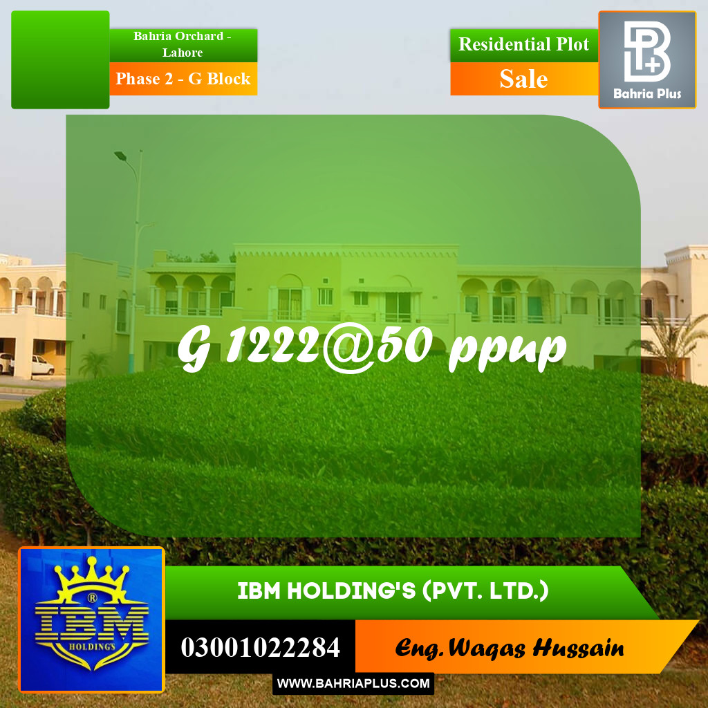 5 Marla Residential Plot for Sale in Phase 2 - G Block -  Bahria Orchard, Lahore - (BP-330658)