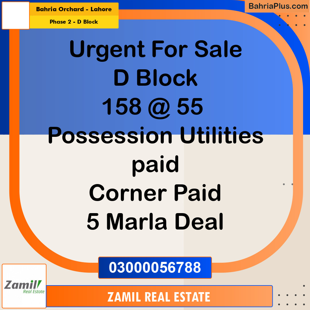 5 Marla Residential Plot for Sale in Phase 2 - D Block -  Bahria Orchard, Lahore - (BP-330695)