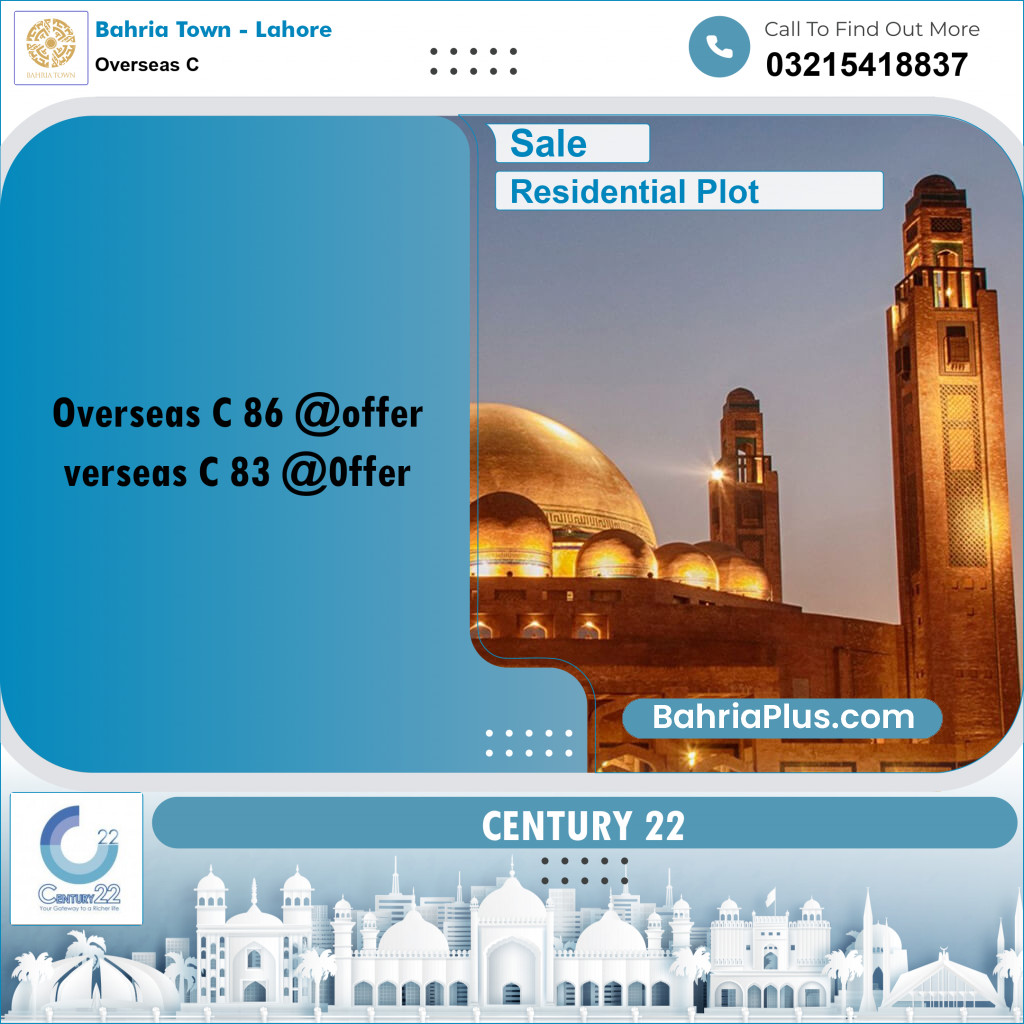 10 Marla Residential Plot for Sale in Overseas C -  Bahria Town, Lahore - (BP-330717)
