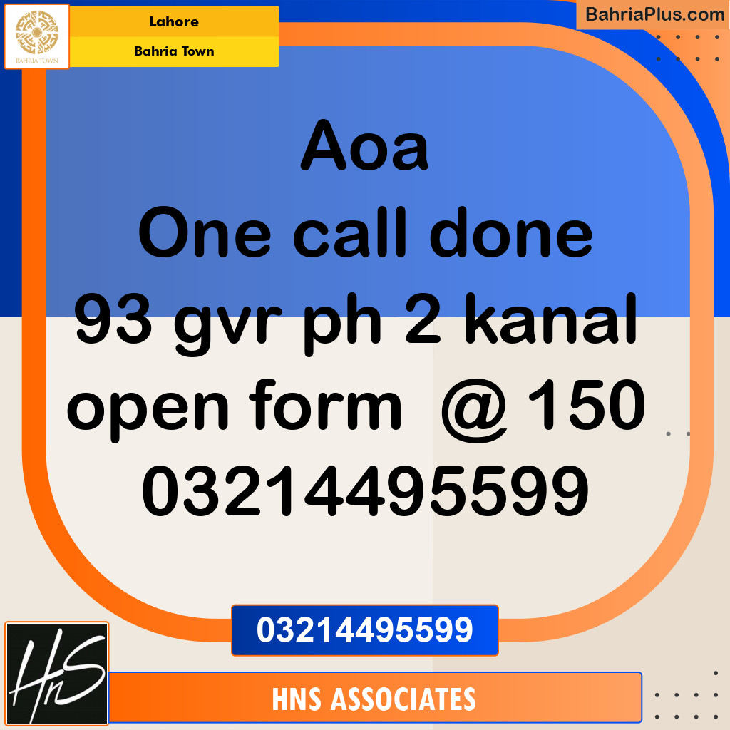 Residential Plot for Sale in Bahria Town, Lahore - (BP-330732)