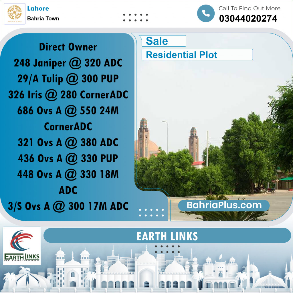 1 Kanal Residential Plot for Sale in Bahria Town, Lahore - (BP-330740)
