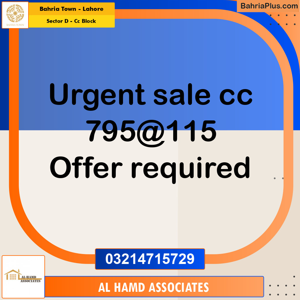 5 Marla Residential Plot for Sale in Sector D - CC Block -  Bahria Town, Lahore - (BP-330792)