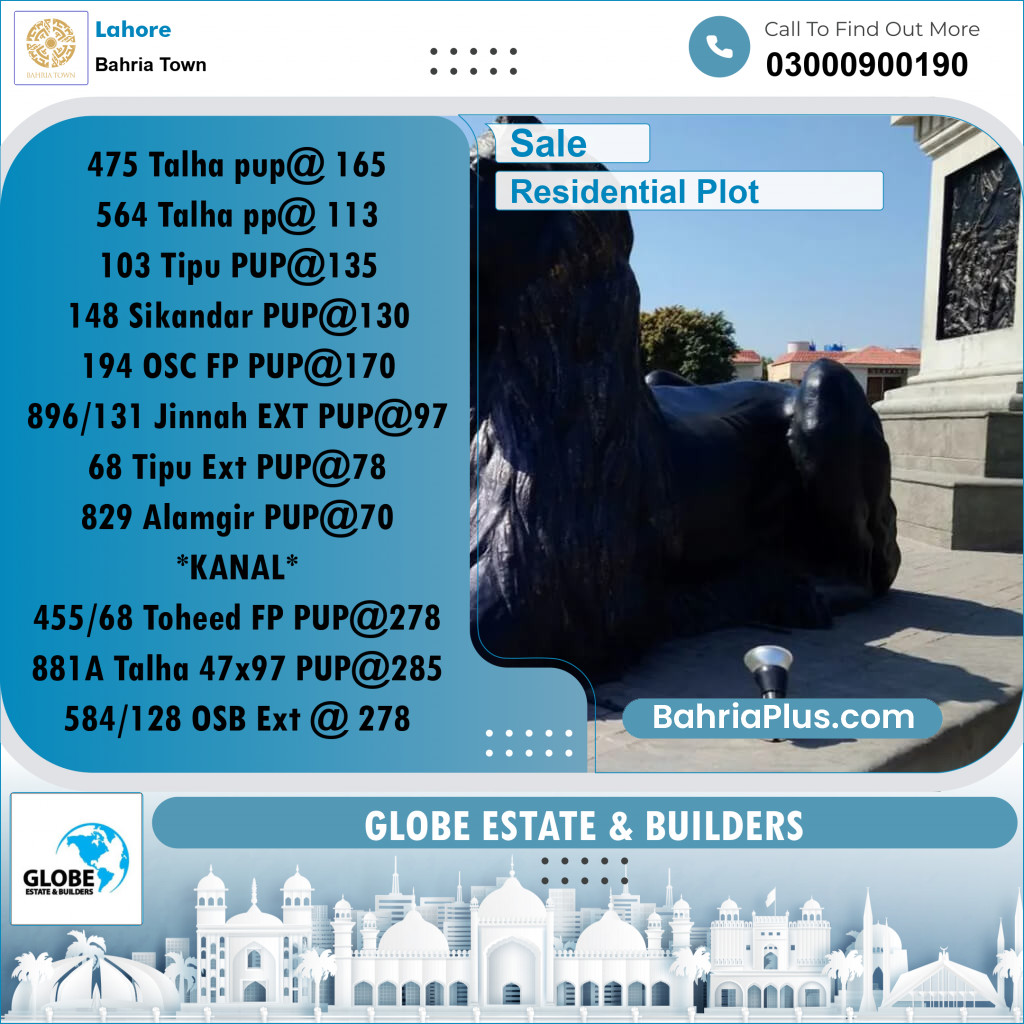 Residential Plot for Sale in Bahria Town, Lahore - (BP-330795)
