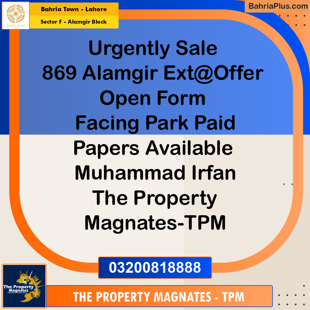 5 Marla Residential Plot for Sale in Sector F - Alamgir Block -  Bahria Town, Lahore - (BP-330847)