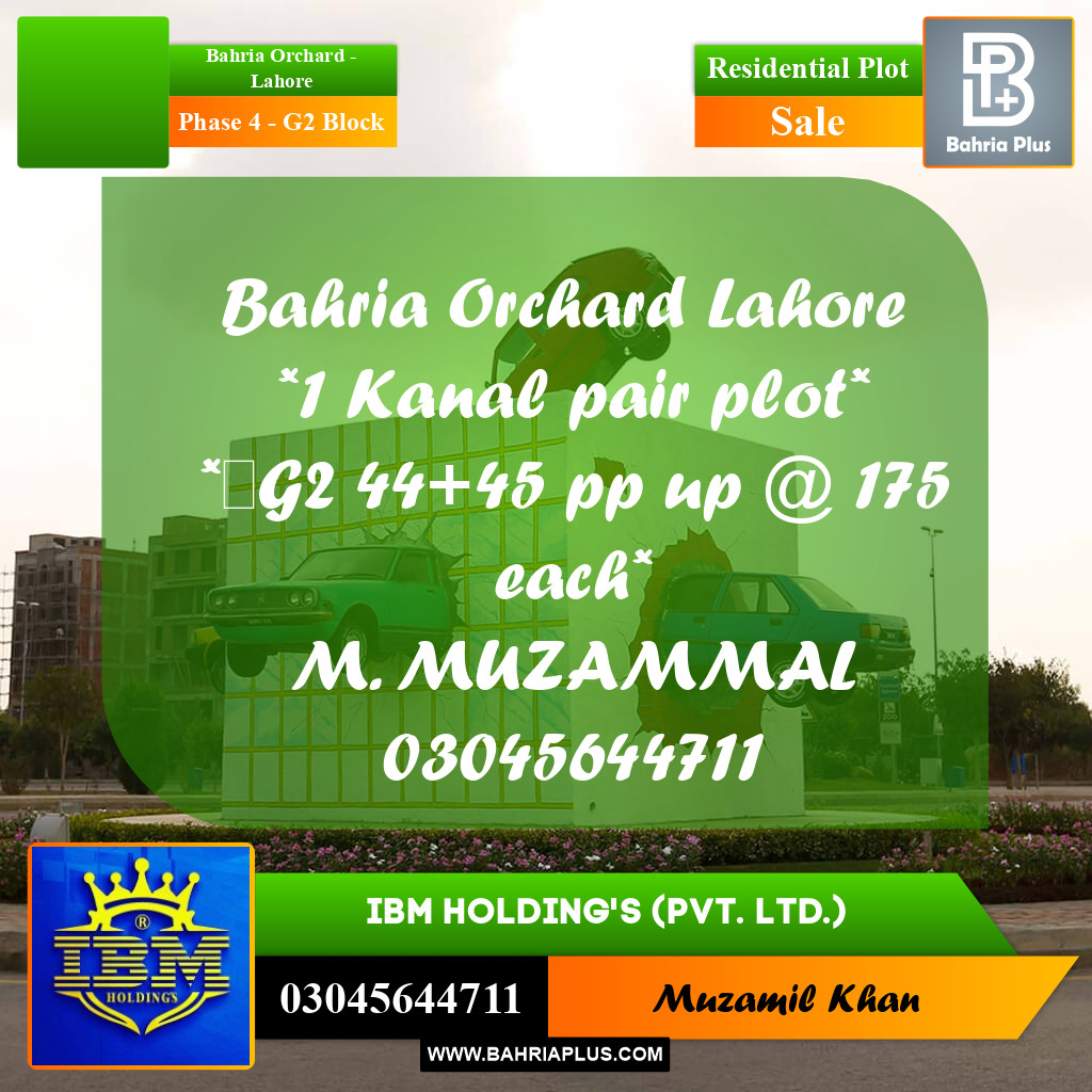 1 Kanal Residential Plot for Sale in Phase 4 - G2 Block -  Bahria Orchard, Lahore - (BP-330853)