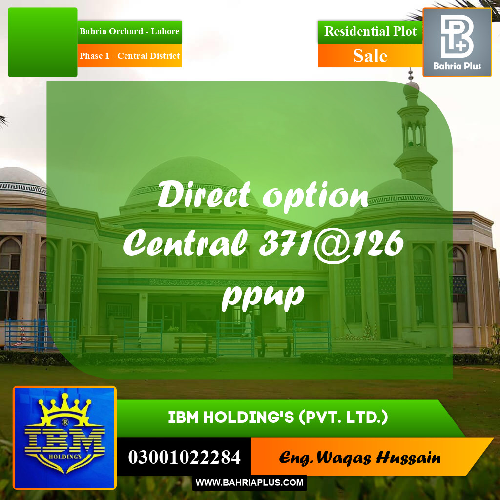 10 Marla Residential Plot for Sale in Phase 1 - Central District -  Bahria Orchard, Lahore - (BP-330861)