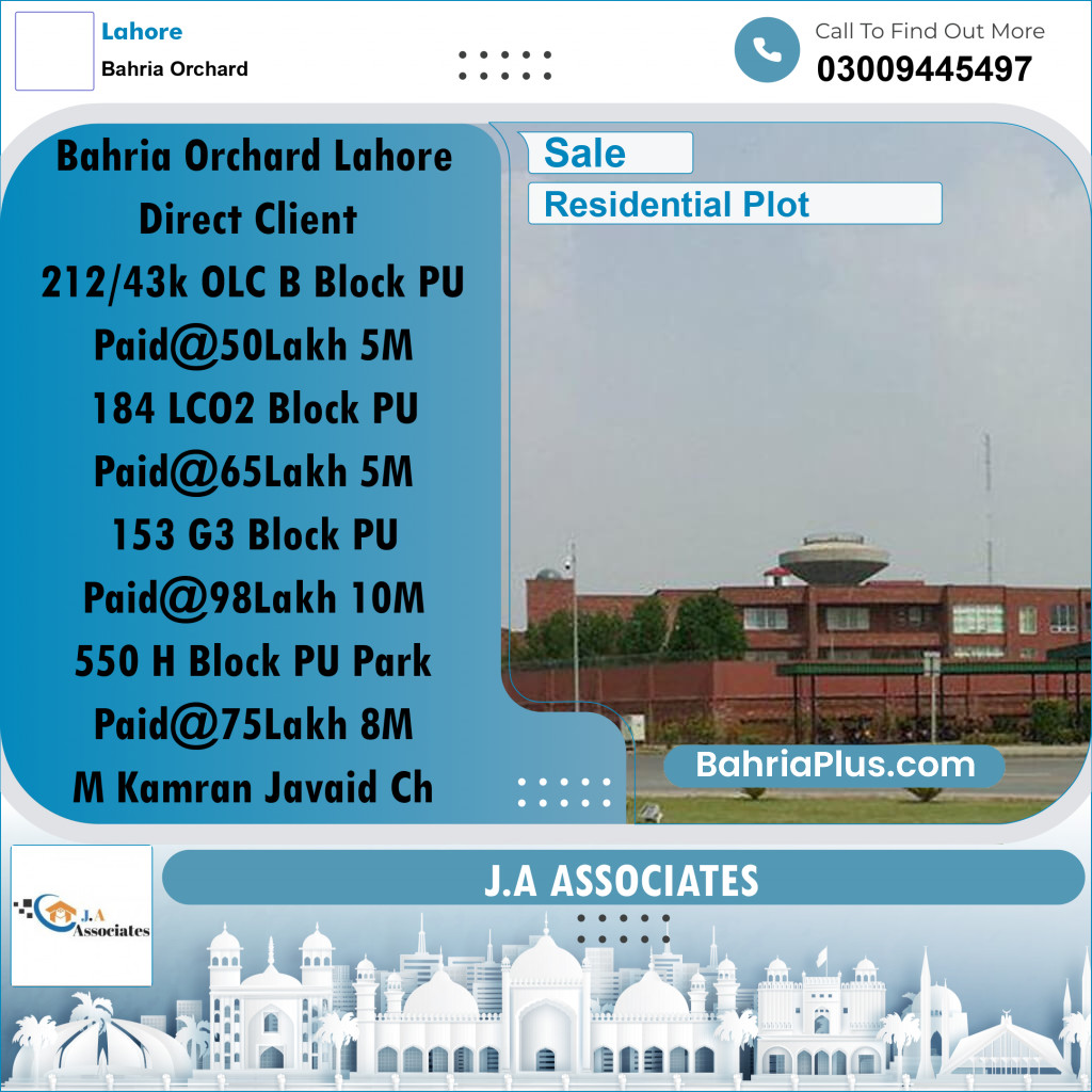 Residential Plot for Sale in Bahria Orchard, Lahore - (BP-330873)