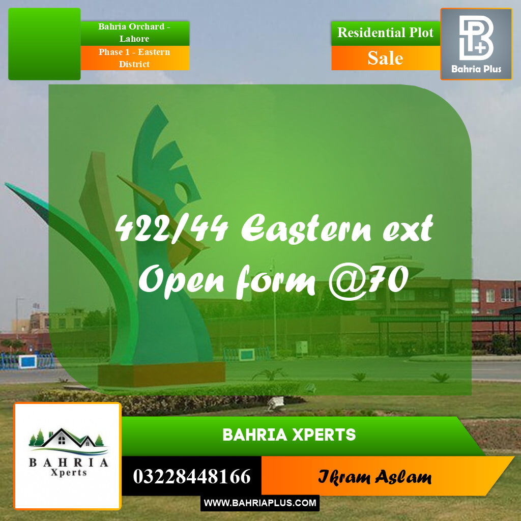 8 Marla Residential Plot for Sale in Phase 1 - Eastern District -  Bahria Orchard, Lahore - (BP-330886)