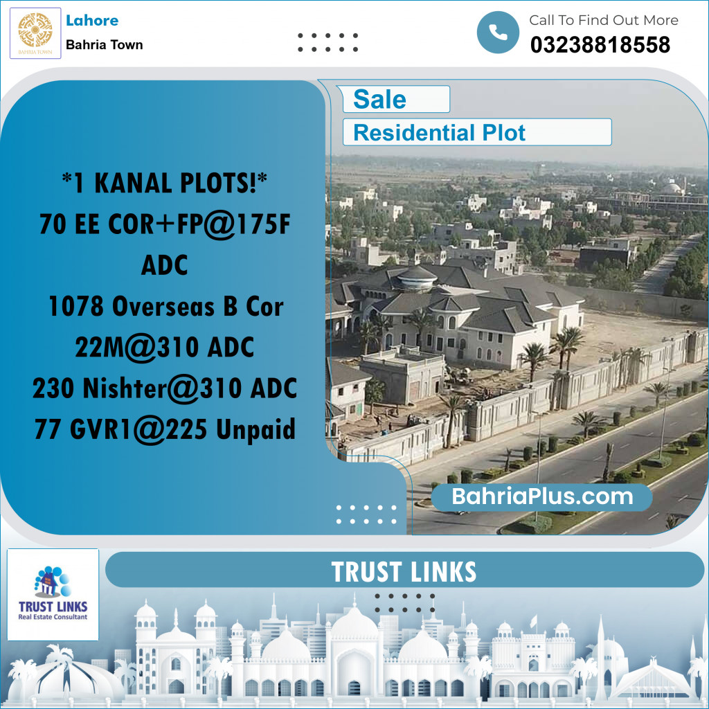 Residential Plot for Sale in Bahria Town, Lahore - (BP-330902)