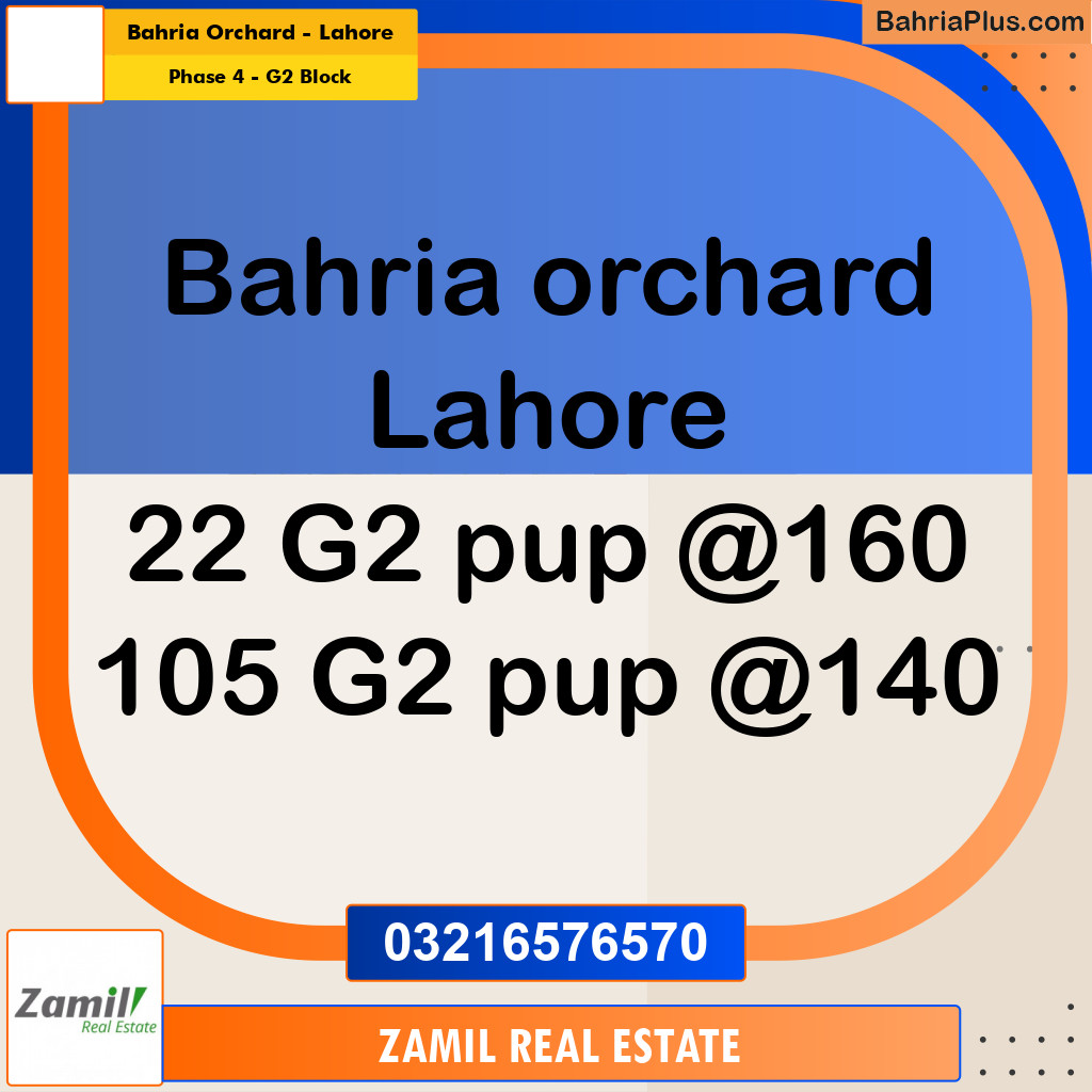 20 Marla Residential Plot for Sale in Phase 4 - G2 Block -  Bahria Orchard, Lahore - (BP-330952)