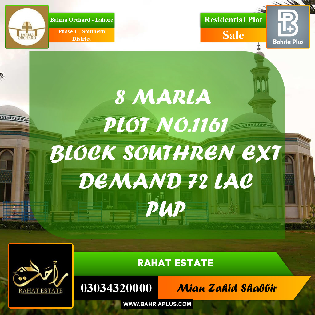 8 Marla Residential Plot for Sale in Phase 1 - Southern District -  Bahria Orchard, Lahore - (BP-330972)