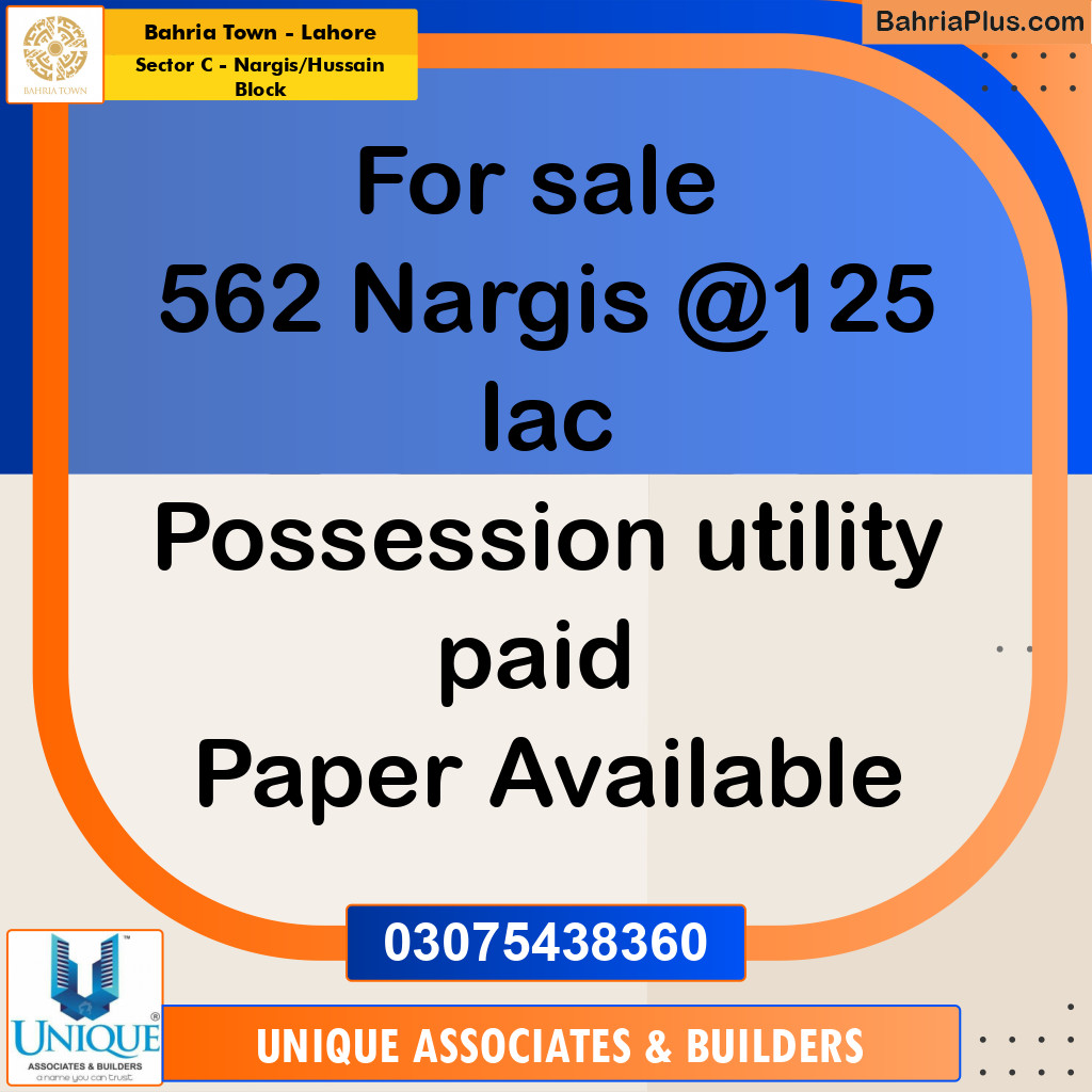 10 Marla Residential Plot for Sale in Sector C - Nargis/Hussain Block -  Bahria Town, Lahore - (BP-331004)