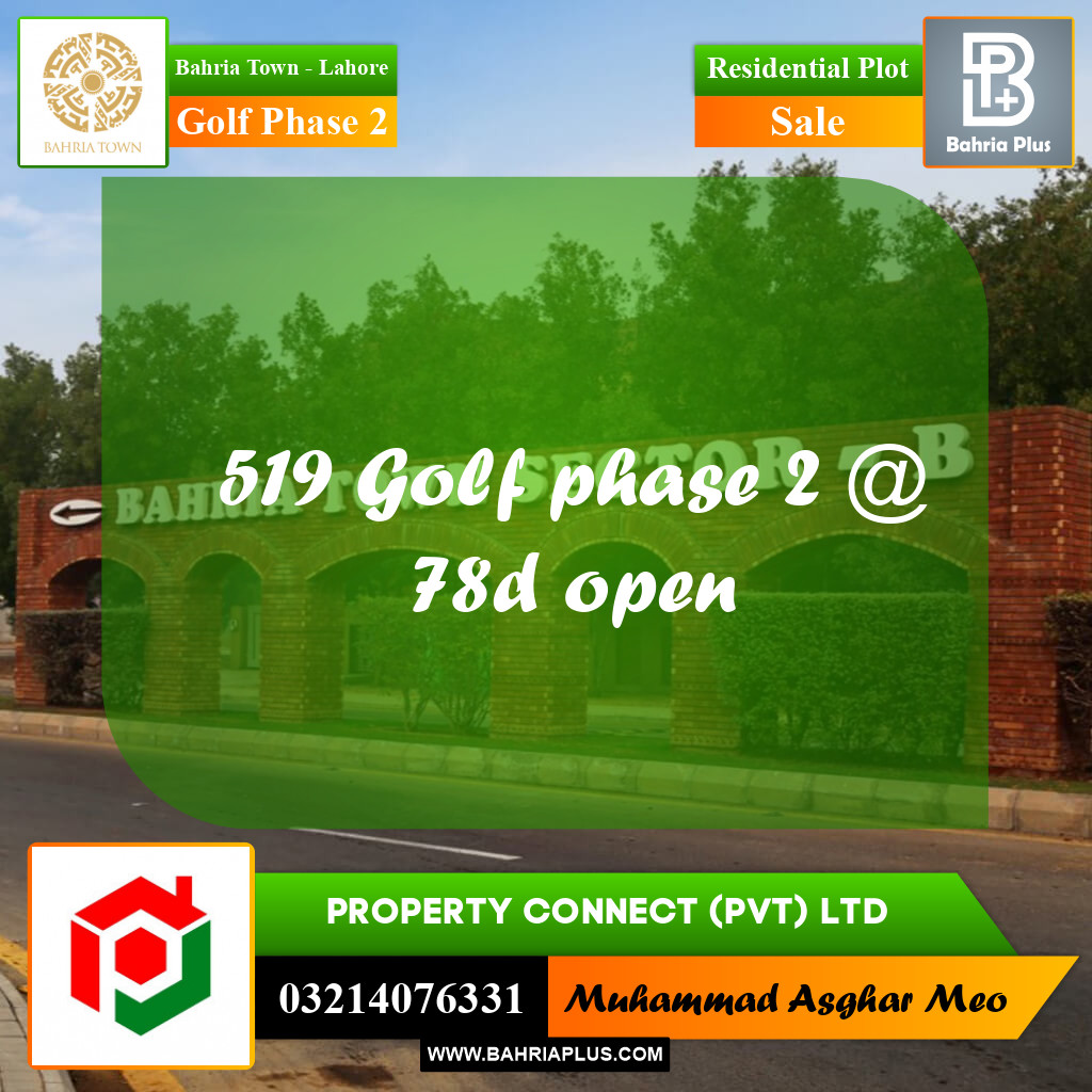 10 Marla Residential Plot for Sale in Golf Phase 2 -  Bahria Town, Lahore - (BP-331044)