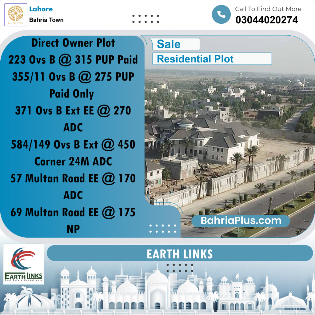 1 Kanal Residential Plot for Sale in Bahria Town, Lahore - (BP-331079)