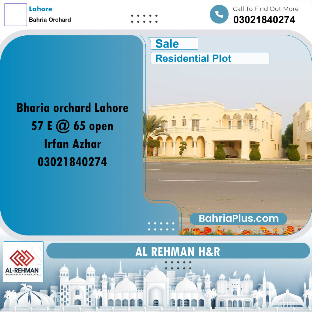 8 Marla Residential Plot for Sale in Bahria Orchard, Lahore - (BP-331106)