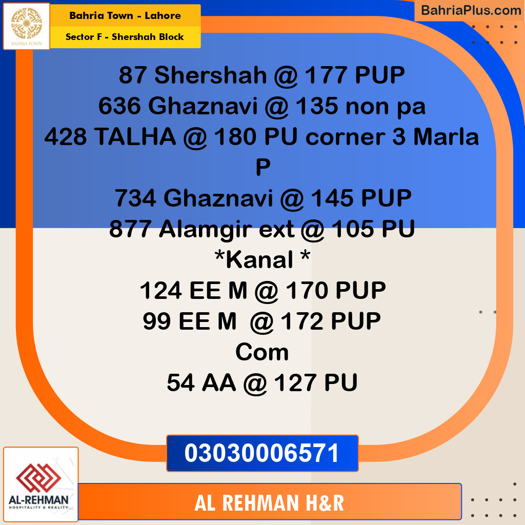 10 Marla Residential Plot for Sale in Sector F - Shershah Block -  Bahria Town, Lahore - (BP-331148)