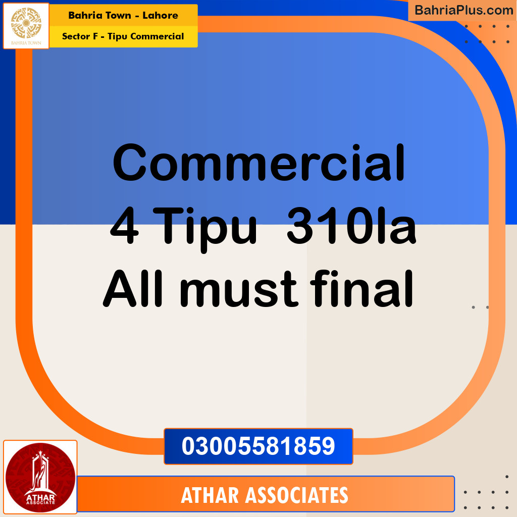 5 Marla Residential Plot for Sale in Sector F - Tipu Commercial -  Bahria Town, Lahore - (BP-331153)