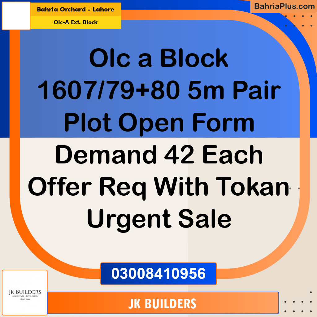 5 Marla Residential Plot for Sale in OLC-A Ext. Block -  Bahria Orchard, Lahore - (BP-331192)