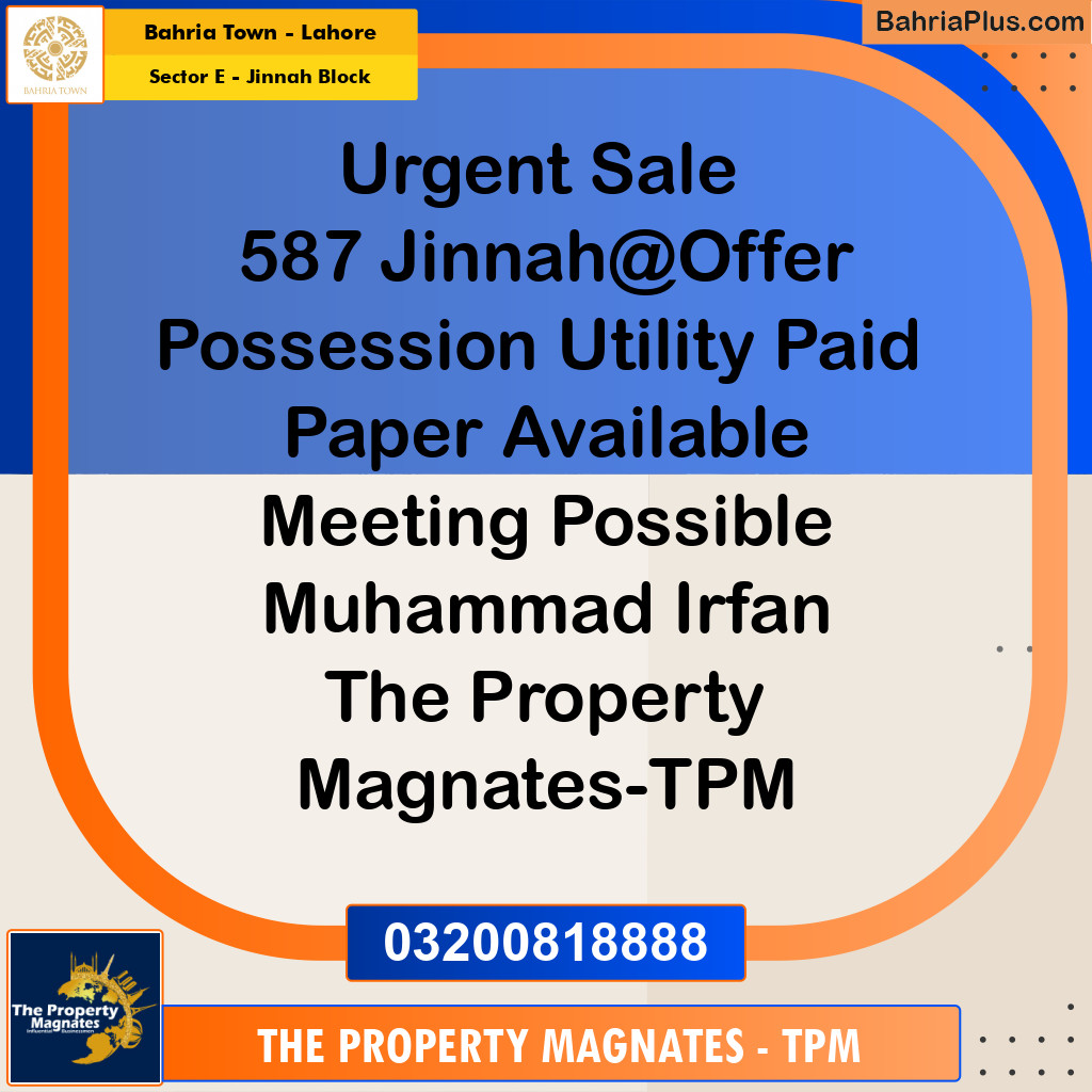 5 Marla Residential Plot for Sale in Sector E - Jinnah Block -  Bahria Town, Lahore - (BP-331243)