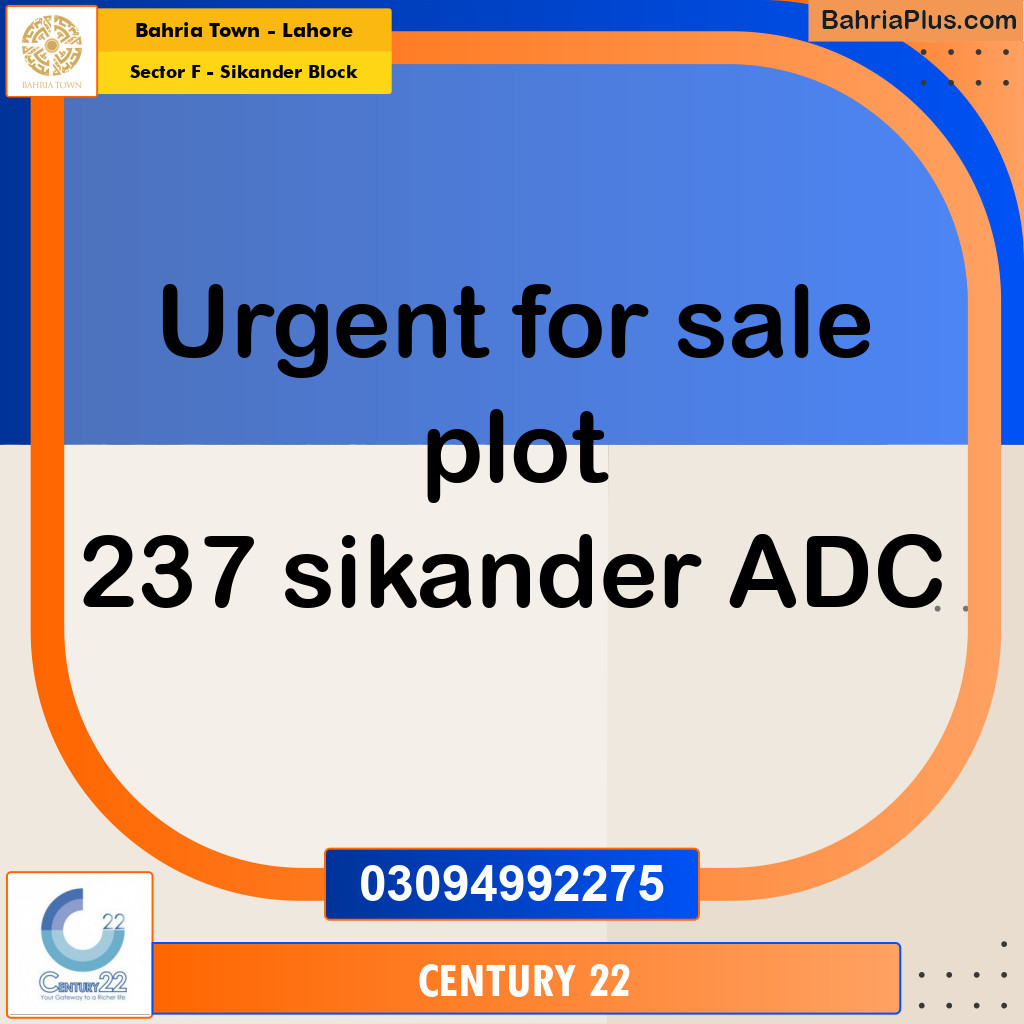 1 Kanal Residential Plot for Sale in Sector F - Sikander Block -  Bahria Town, Lahore - (BP-331284)