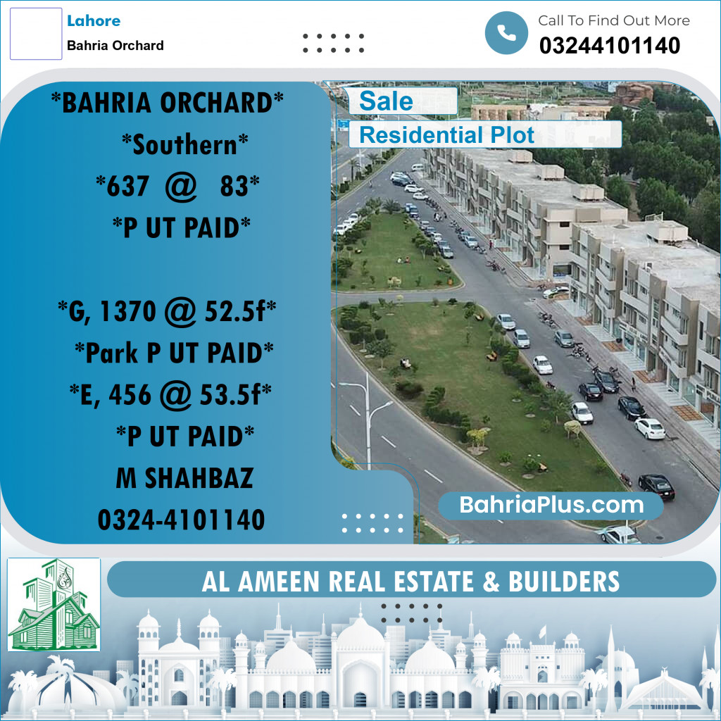 Residential Plot for Sale in Bahria Orchard, Lahore - (BP-331306)