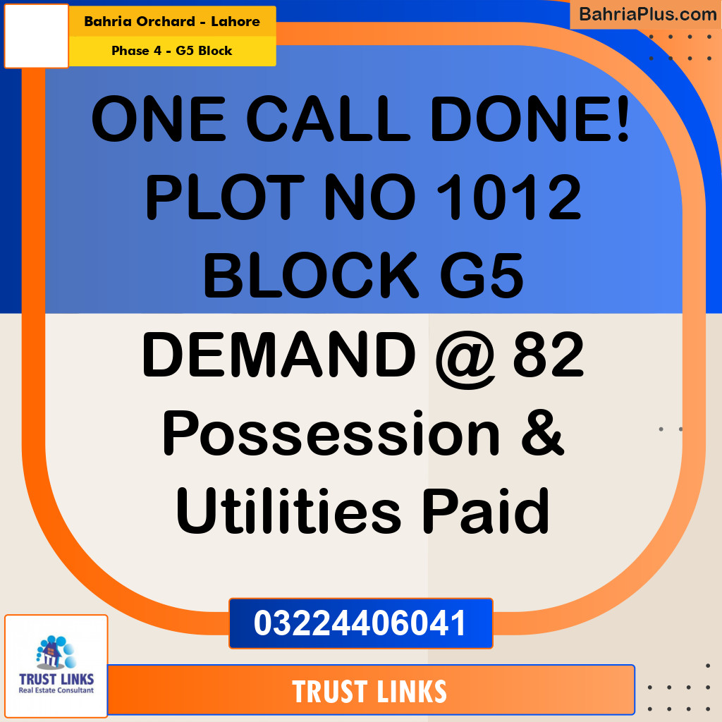 10 Marla Residential Plot for Sale in Phase 4 - G5 Block -  Bahria Orchard, Lahore - (BP-331355)