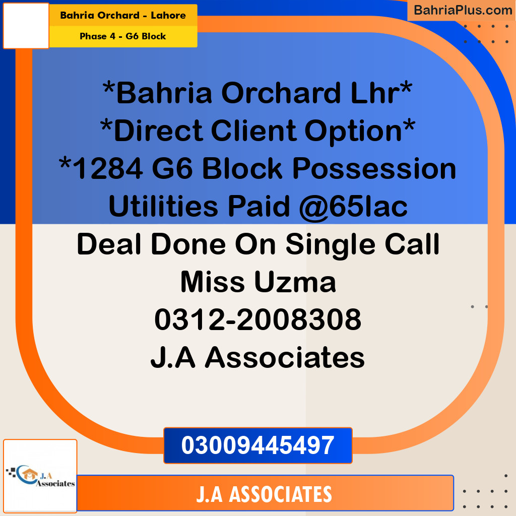 10 Marla Residential Plot for Sale in Phase 4 - G6 Block -  Bahria Orchard, Lahore - (BP-331375)