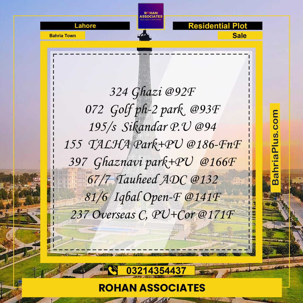 Residential Plot for Sale in Bahria Town, Lahore - (BP-331419)