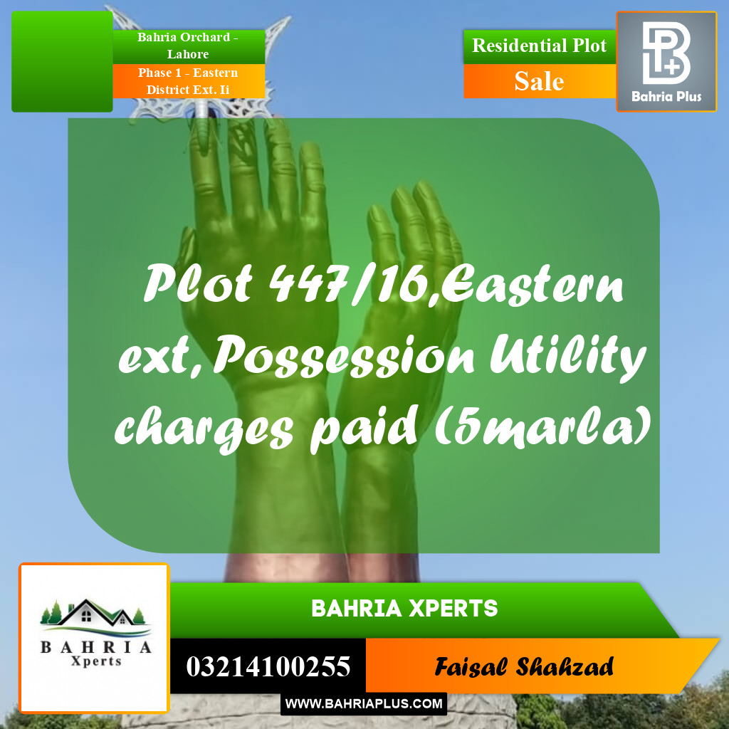 5 Marla Residential Plot for Sale in Phase 1 - Eastern District Ext. II -  Bahria Orchard, Lahore - (BP-331507)