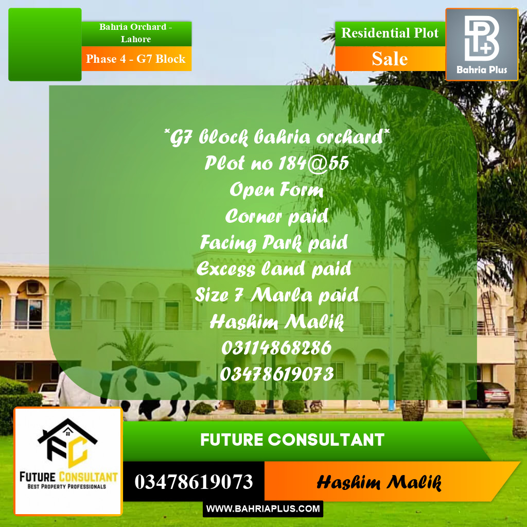 5 Marla Residential Plot for Sale in Phase 4 - G7 Block -  Bahria Orchard, Lahore - (BP-331525)